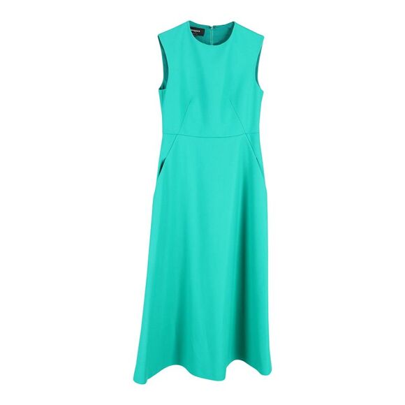 Rochas Sleeveless Dress in Teal Wool - joarbit.com